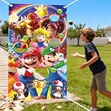 Wurfspiel Kinder Outdoor mit 4 Bohnentaschen, Werfen Spiel Banner Cartoon Anime Dosenwerfen Kinder Outdoor Wurfspiel Banner Bean Bag Säckchen Toss-Spiele Set für Kindergeburtstag Party
