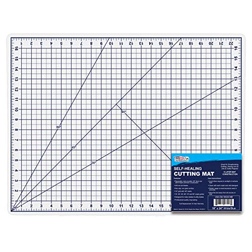 U.S. Art Supply 18  x 24  White Blue Professional Self Healing 5-6 Layer Double Sided Durable Non-Slip PVC Cutting Mat Great for Scrapbooking, Quilting, Sewing and All Arts & Crafts Projects