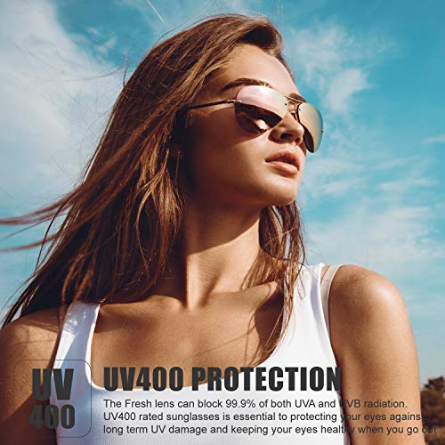 Image of The Fresh Classic Aviator Sunglasses for Men Women, Metal Frame Mirror Lens, Pilot Style, Includes Cleaning Cloth, Pouch