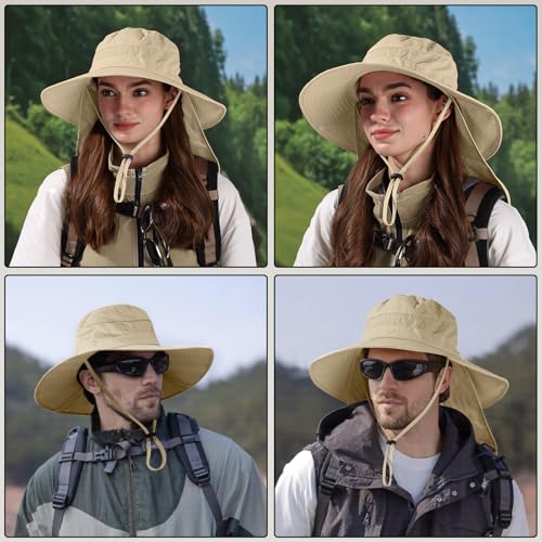 Image of Sun Hats for Men Women, UPF 50+ Protection Fishing Hat with Neck Flap