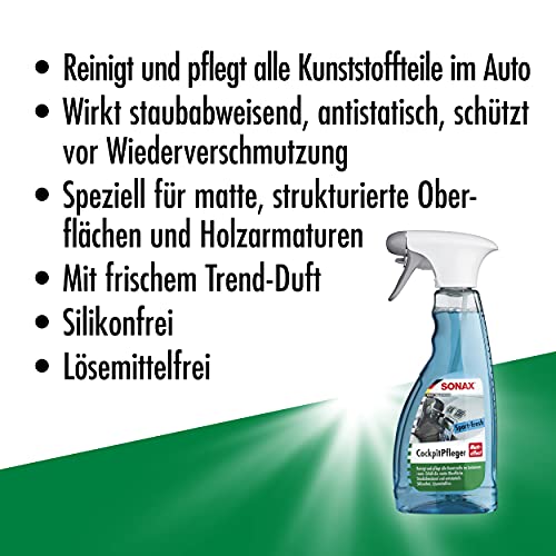 SONAX CockpitPfleger Matteffect Sport-Fresh (500 ml) reinigt und pflegt alle Kunststoffteile im Auto | Art-Nr. 03572410 (Packung mit 2) – Ansicht 3