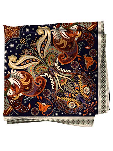 Image of BLACKSMITH Paisley and Floral Printed Italian Pocket Square for Men and Boys, for traditional Indian Wear like Bandhgala and Modi Jacket