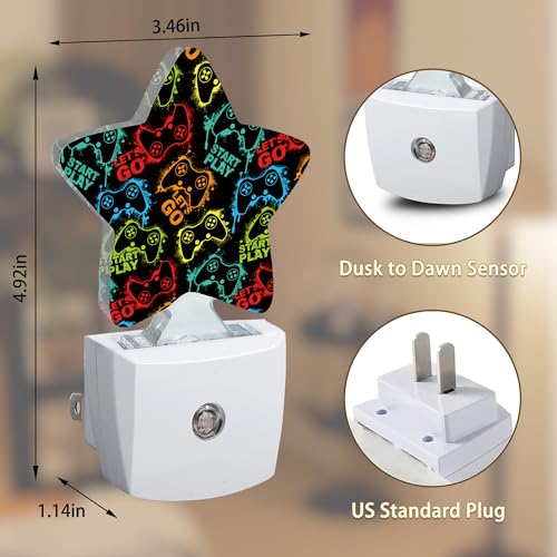 Image of Gampad Gamer Night Lights Plug in Wall Lamp Smart Dusk to Dawn Sensor for Home Decorative,Kids Room Bedroom Bathroom Kitchen Hallway Gifts