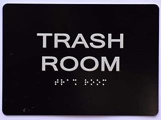 Trash Room Sign -Black(Aluminium, Black/Silver,Size 5x7) The Sensation line