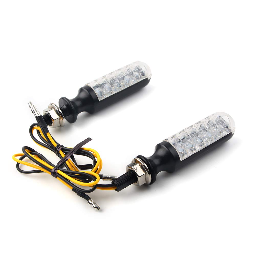 Cnfang4 Black Universal Motorcycle Integrated LED Turn Signal Indicators Lights Blinker Lighting Assemble Side Marker Lamp for Most Motorcycles Models and Years With 10mm Mounting Bolt Thread