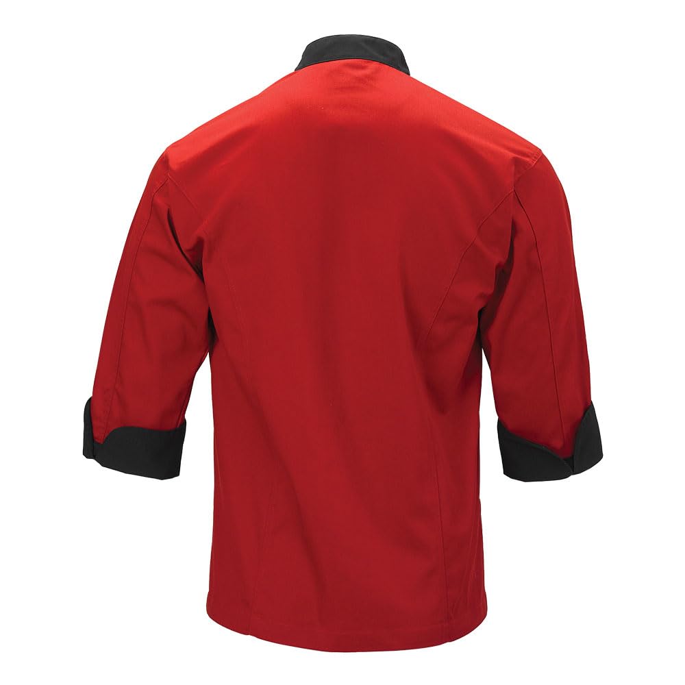 Mercer Culinary Millennia Kochjacke für Herren, 3/4-Ärmel, Größe XL, Rot