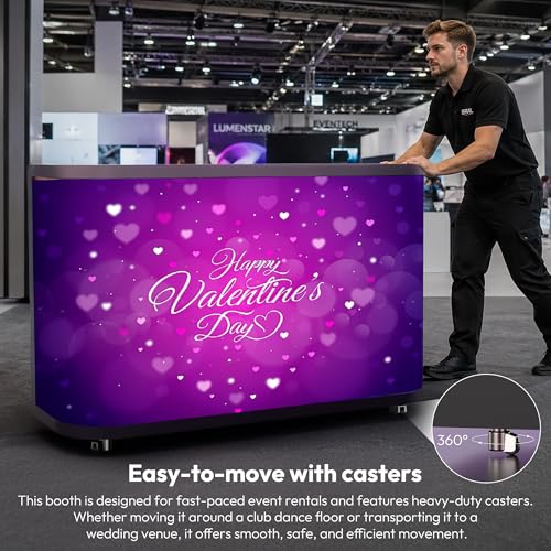 Image of P2.5 LED Screen Display Front Desk Reception Counter, Magnetic Module for Front Maintenance, GOB Anti-Scratch, APP /HDMI /USB Plug & Play, Wheeled Mobile Desk for Exhibition, Wedding & Commercial Events