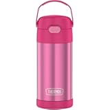 THERMOS FUNTAINER Water Bottle with Straw - 12 Ounce - Kids Stainless Steel Vacuum Insulated Water Bottle with Lid&comma; Pink