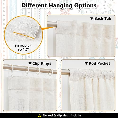 Image of MYSKY HOME Living Room Curtains 84 inch Long 2 Panels Set Boho Semi Sheer Faux Linen Farmhouse Damask Window Drapes for Bedroom Dining Room Patio, 50 inch x 84 inch, Teal, 2 Panels