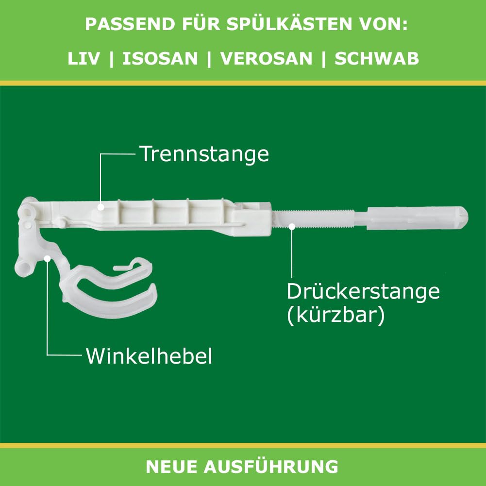 LIV Replacement Parts Set: Push Bar, Separator Bar and Angle Lever for Isosan No. 1 + No. 2, Verosan and Schwab Cistern - Image 2