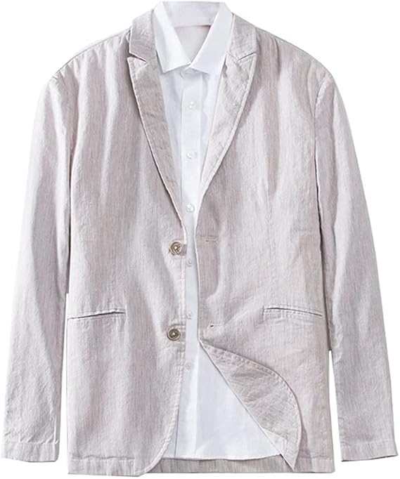 SK Studio Men's Linen Blazer TwoButton Light Weight Solid Color Loose