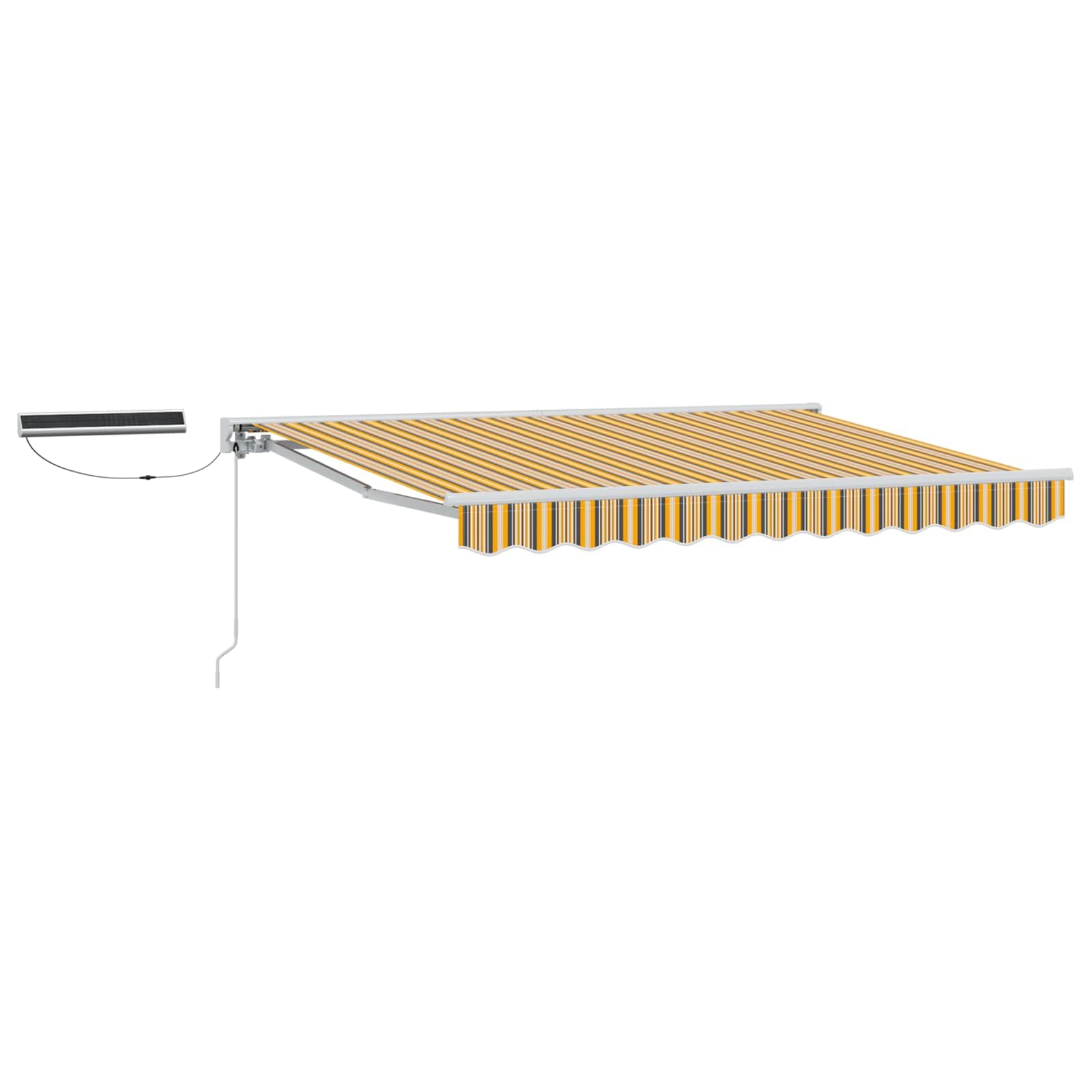 Toldo retráctil eléctrico de 3x2m en color amarillo gris y blanco para terraza