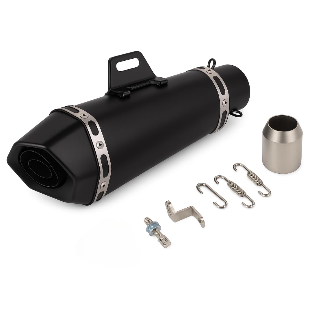 Autopowerz 51mm Universal Motorcycle Exhaust Muffler with DB Killer | Stainless Steel Black Silencer | High Performance,Stylish Design | Suitable for Bikes (Pack of 1)-image-36