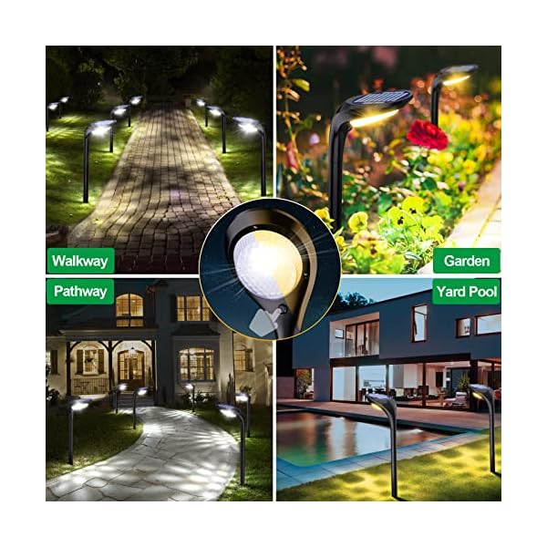 JSOT Solar-Wegleuchten für den Außenbereich, 4 Stück, wasserdicht, dekorative Lampen, 12 LEDs, helle… – Bild 3