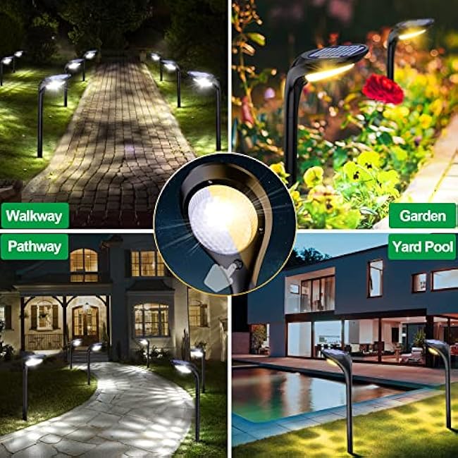 JSOT Solar Pathway Lights 4 Pack Cool Light & Warm Light