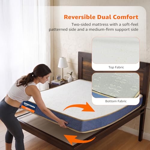 Image of Amazon Basics Dual Sided High Density Foam Mattress | Queen Size Bed Mattress, 5-Inch Thick | Reversible Soft Feel & Medium Firm Sides, Zero Motion Transfer (78x60x5 Inches, Polyester Cover)