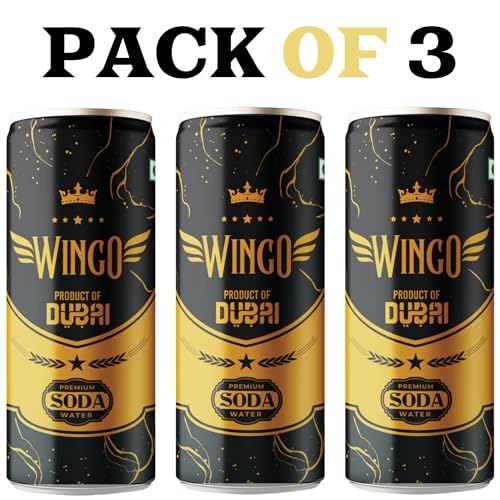 Image of Wingo Premium Soda Water - Product of Dubai | Sparkling Carbonated Water | Refreshing Beverage in Stylish Can | 250ml (Pack Of 3)