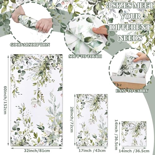 Preboun LEN-PREBOUN-23661 3 Pack Sage Green Eucalyptus Bathroom Towels Set Spring Leaves Hand Towels Spring Floral Bath Towels Green Plant Dish Towels Absorbent Fingertip Towel thumb #2