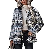 Herbst Und Winter Casual Fashion Damen Kapuzen Printed Langarmjacke Einreihig Lose PlüSchbluse Damen