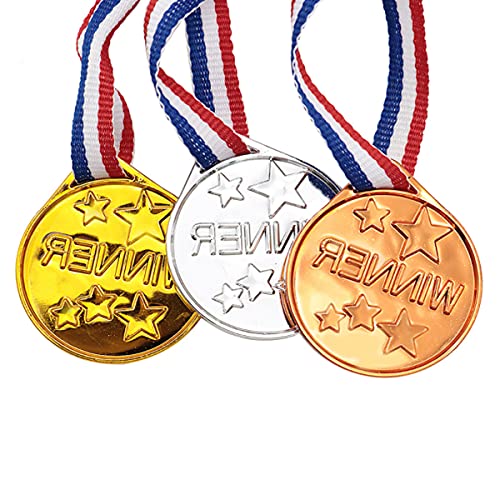 Kiseer 36 Pieces Plastic Gold Silver And Bronze Winner Award Medals Bulk For Sports, Games Competitions, Party Favors And Decorations,Gold Silver Bronze #TOP3