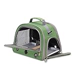 Bird Travel Carrier, Portable Small Bird Parrot Parakeet Carrier with Standing Perch and Tray, Side Access Window Collapsible Bird Carry Transport Bag for Vet Visit(Green) - Image 4