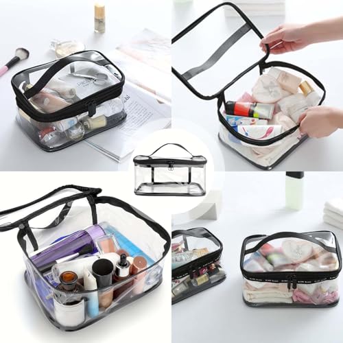 ZHYUAN 3 pièces Trousse de maquillagetransparente,Trousse de Maquillage de Voyage Portable,Sac en PVC imperméable,Trousse de Maquillage de voyagetransparente,Unisexe,imperméable,Trousse de Toilette – vue 6