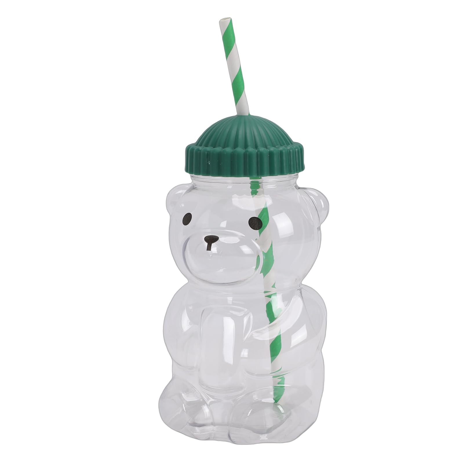 Bärenbecher, Niedlicher 3D-Bärenbecher für Kalte Getränke, Wiederverwendbarer Becher mit Strohhalm und Deckel, 450 Ml, Transparentes PET, Leicht, für Kaffee, Saft, Tee