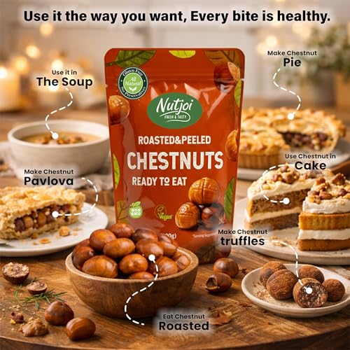 image for NUTJOI FRESH & TASTY Roasted Chestnuts Ready to Eat – Peeled & C