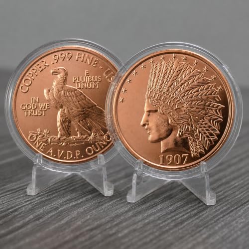 Image of 1907 Indian $10 Gold Eagle Replica 1 oz Pure .999 Copper Round Collectible 39mm Coin in Capsule - COA by Heavenly Metals