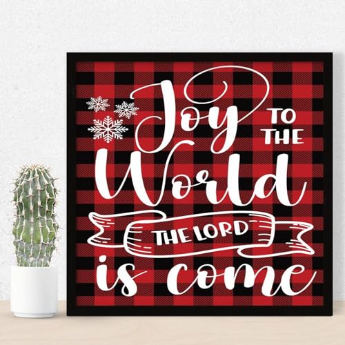 Tableau bois rustique Joy to The World décoration porte entrée