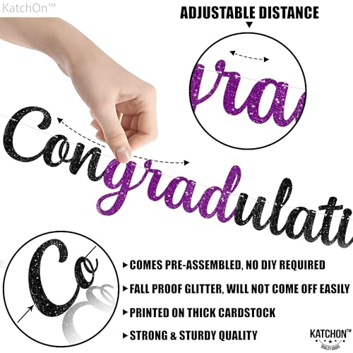 Image of KatchOn, Glitter Purple Congratulations Banner - No DIY, 10 Feet | Graduation Banner Class of 2026 | Purple Graduation Decorations 2026 | Grad Cap Decorations | Congrats Banner