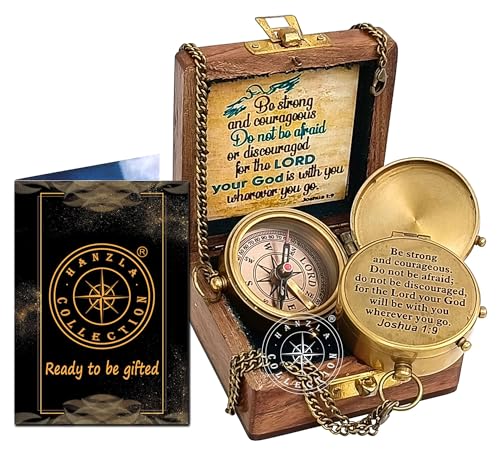 Boussole gravée Joshua en laiton massif pour communion et baptême