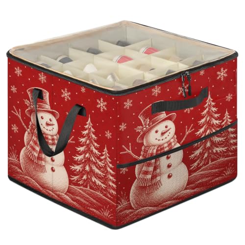 Mownvi Red Christmas Snowman Fabric Shoe Organizer Box