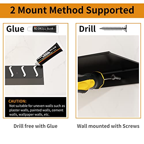 Danpoo Wall Shelving Solution, Black Floating Shelves Bathroom Shelves Wall Mounted, Display Shelves For Wall Storage, Aluminum Metal Modern Wall Shelves, Set Of 3, 12"/ 16"/ 20" #TOP4