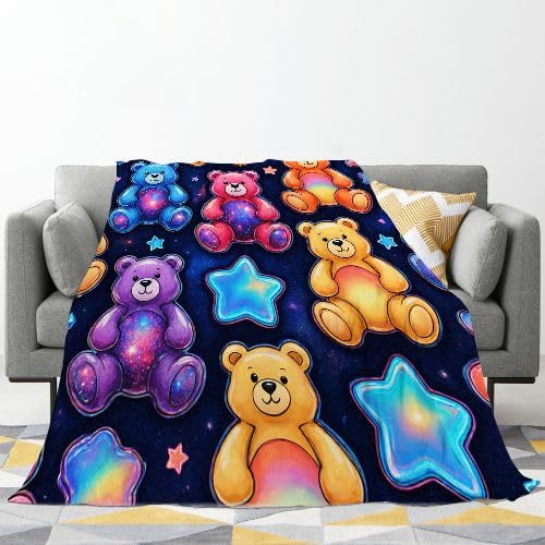 Mantas para Sofas Grandes 220x240 Oso Colorido, Manta Termica Franela Mantilla Felpa para Cama 135/150, Mantitas Polar Suave y Cálida para Perro Mascota Habitacion Dormitorio