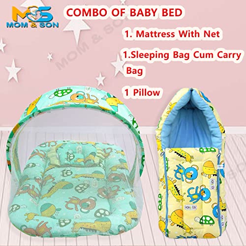 Image of MOM & SON Baby Bedding Set Mattress with Net & Baby Sleeping Bag (0-3 Months)