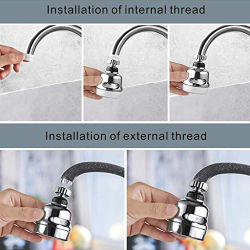 Movable Kitchen Faucet Head 3 Modes Adjustable Faucet Sprayer Head, 360° Rotatable Water Saving Faucet, Anti Splash Power Spray Bubbler Tap for Kitchen, Bathroom