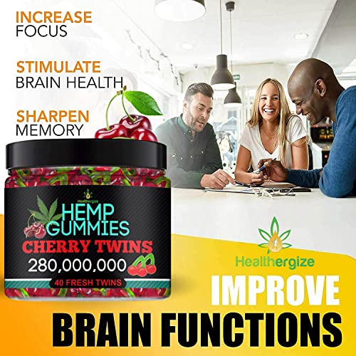 Healthergize Hemp Gummies Premium-Delicious Cherry Twins-Made In USA-Natural Hemp Candy-For Sleep, Relax, Calm, Chill… - Image 7