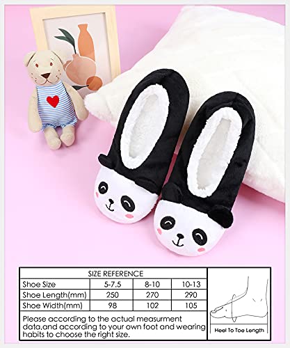 Dicuird Womens Animal Soft Sole Slipper Socks With Grippers-Fuzzy House Slippers(Black Panda,8-10) #TOP4