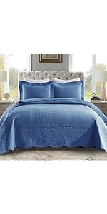 Ensemble de couvre-lit surdimensionné 3 pièces 100 % coton MarCielo Ensemble de couvre-lit Ensemble de courtepointe léger Brodé...