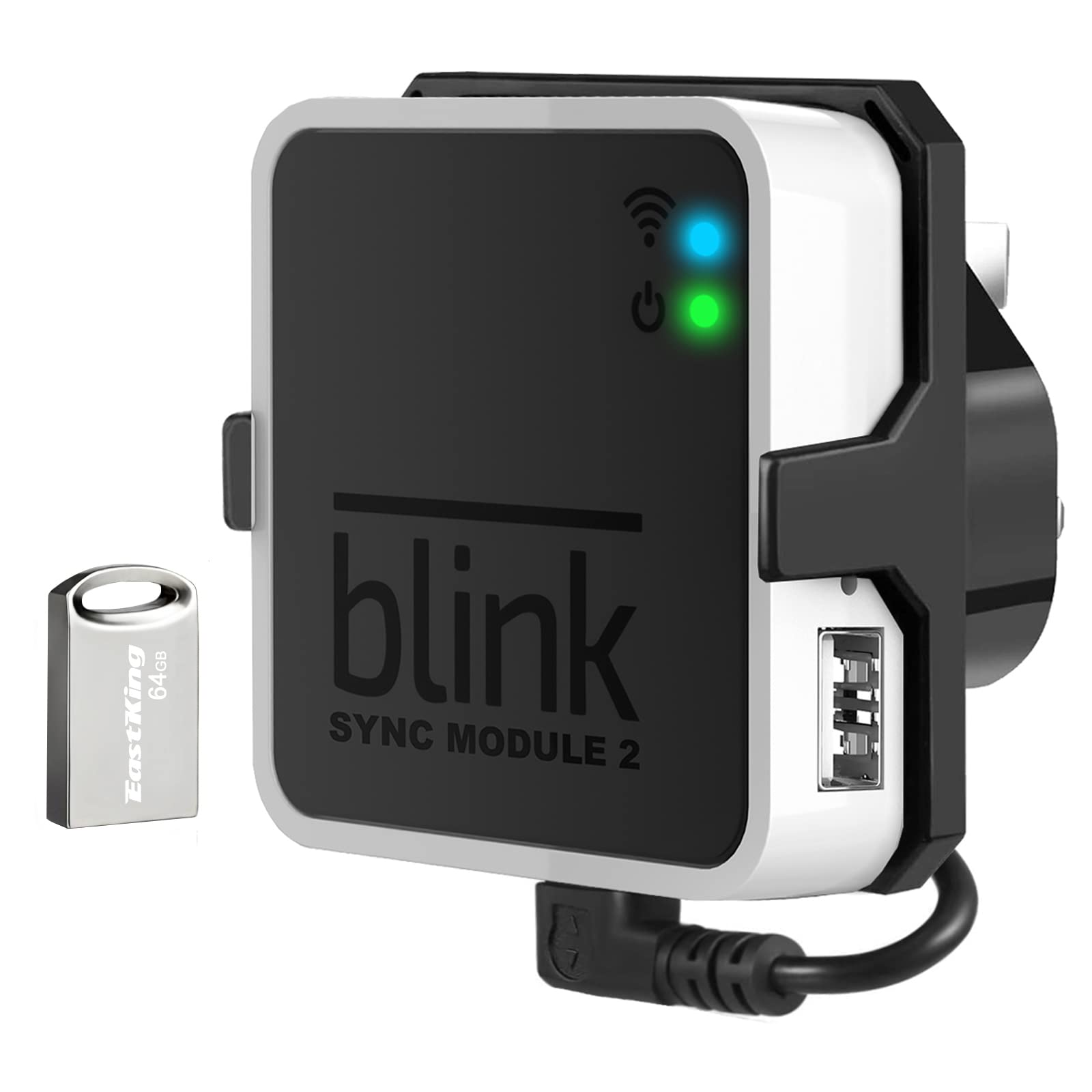 EastKing64GB USB Flash Drive and Outlet Mount for Blink Sync Module 2, Save Space and Easy Move Mount Bracket Holder for Blink Outdoor Blink Indoor Security Camera System (Black)