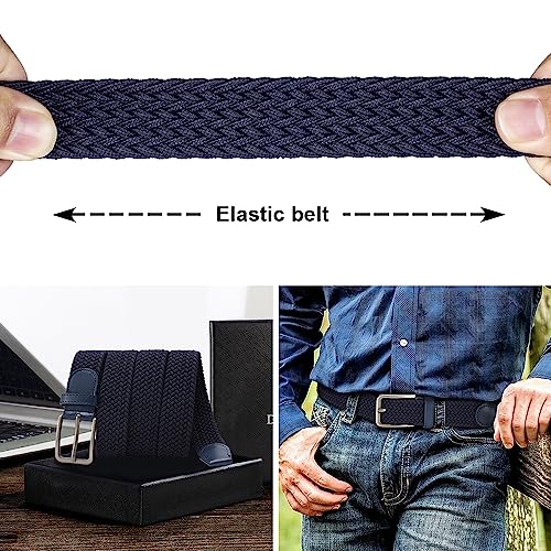 Image of DOOPAI Braided Stretch Belt for Men, Elastic Woven Belt, casual Fabric Golf Belt, 1 3 /8 inch for golf pants jeans, Gift Box