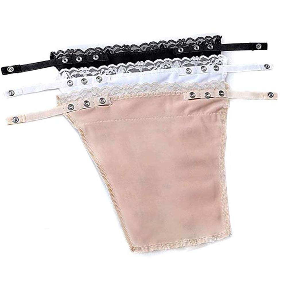 Lady Lace Mock Camisole Clip-on Snappy Bra Insert Overlay Modesty Panel Casual Vest (3pcs, Black+White+Beige)