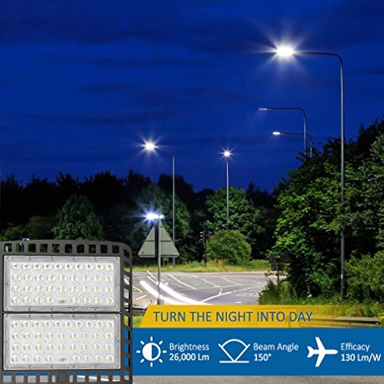 LEDMO 4 Pack 200W LED Parking Lot Lights 5000K Street Shoebox Pole Lights مقاوم للماء 26000LM Super Bright Dusk to Dawn Outdoor Commercial Area Flood Security Lighting Slip Fitter for Stadium Sport Gar