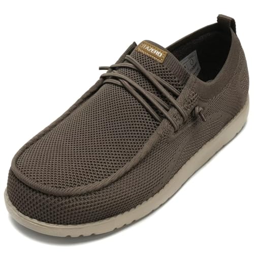 Image of 1TAZERO Men's Extra Wide Slip-On Shoes Loafers Orthopedic Diabetic Shoes for Swollen Feet Comfortable Walking with Arch Support for Plantar Fasciitis, Khaki, 13 Wide