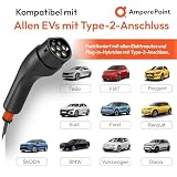 Ampere Point Mobilna stacja ładująca 3,7 kW 16 A typ 2 z regulowaną mocą ładowania 8-16 A, kabel do ładowania o długości 5 m z przyłączem sieciowym 230 V, przenośna ładowarka EV do samochodów