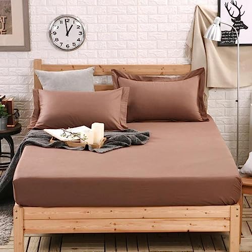 Tamaño Personalizado 100% sábanas de algodón sábana Bajera Ajustable Funda de colchón Cuatro Esquinas con Banda elástica Cubre Ropa de Cama-Auburn,180x220cm