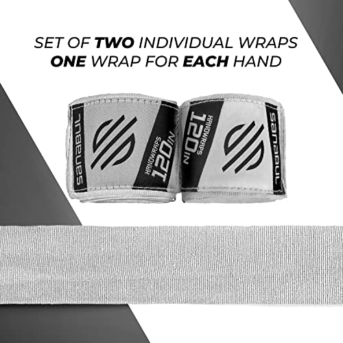 Sanabul Elastic 120 Inch Boxing Hand Wraps (Silver, 120 Inch) #TOP3