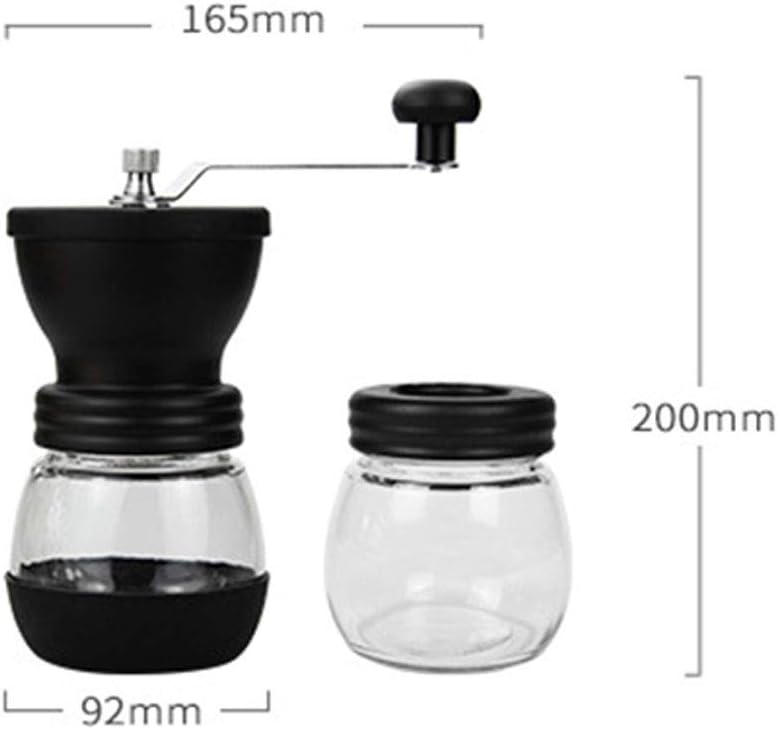 Manual Coffee Grinder with Ceramic Burrs, Hand Coffee Bean Grinder with 2 Containers Adjustable Coarseness for Home, Office and Travelling