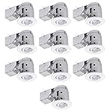 Globe Electric 90953 Recessed Lighting (10 Pack), 4' White Round Swivel, 10 Count